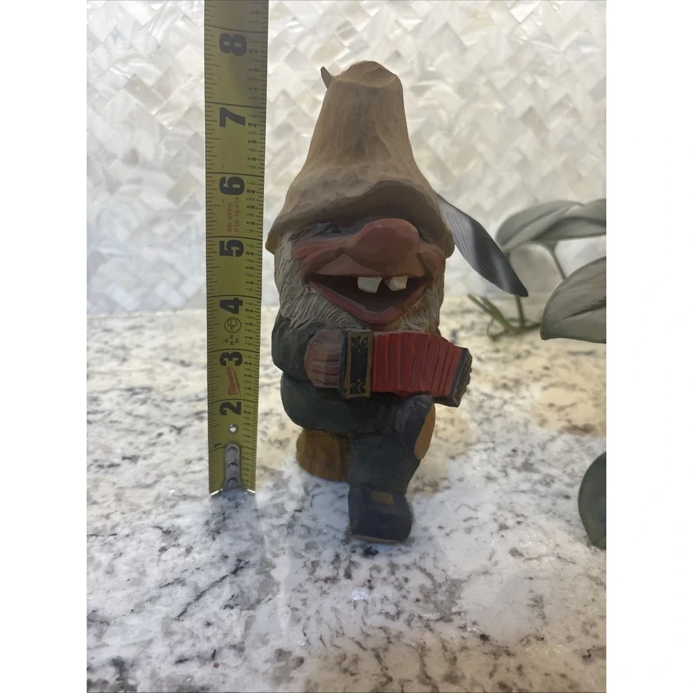 Vintage Henning Hand-Carved Troll Wooden Gnome Red Hat‎ 7.3/4